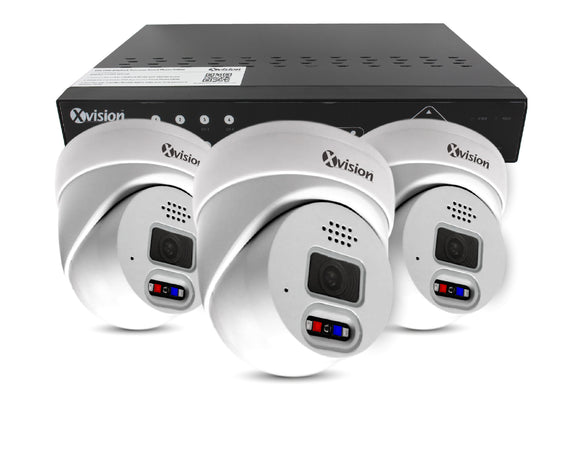 XVISION®│X5C8000AD-W-S3-1T│3 YR WTY.    4K Active Defence Full Colour Mini Dome 3 camera PoE IP CCTV system