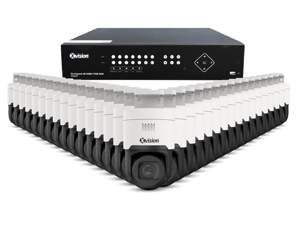 XVISION®│X5C8000SD-S32-8T│3 YR WTY.    4K Active Defence AI Speed Dome, 30M IR, 4x Zoom (White), PoE 32 camera PoE IP CCTV system