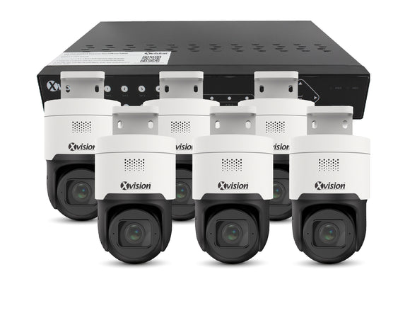 XVISION®│X5C8000SD-S6-2T│3 YR WTY.    4K Active Defence AI Speed Dome, 30M IR, 4x Zoom (White), PoE 6 camera PoE IP CCTV system
